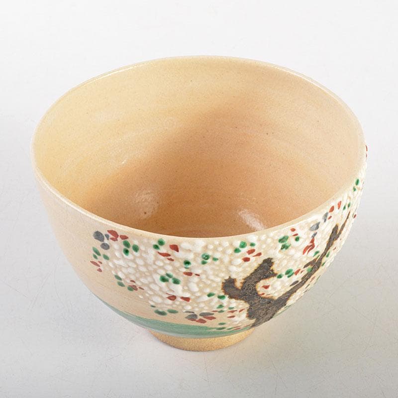 chica　京焼　六代　高橋道八作 桜模様　絵茶碗　時代箱　C　6760