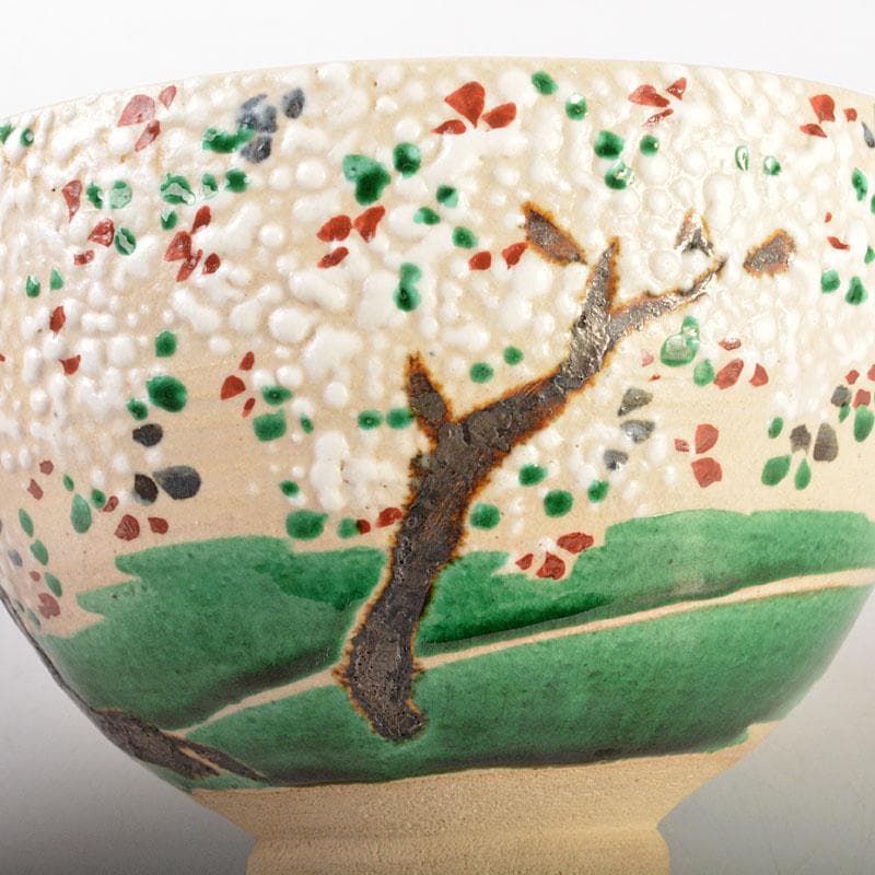 chica　京焼　六代　高橋道八作 桜模様　絵茶碗　時代箱　C　6760