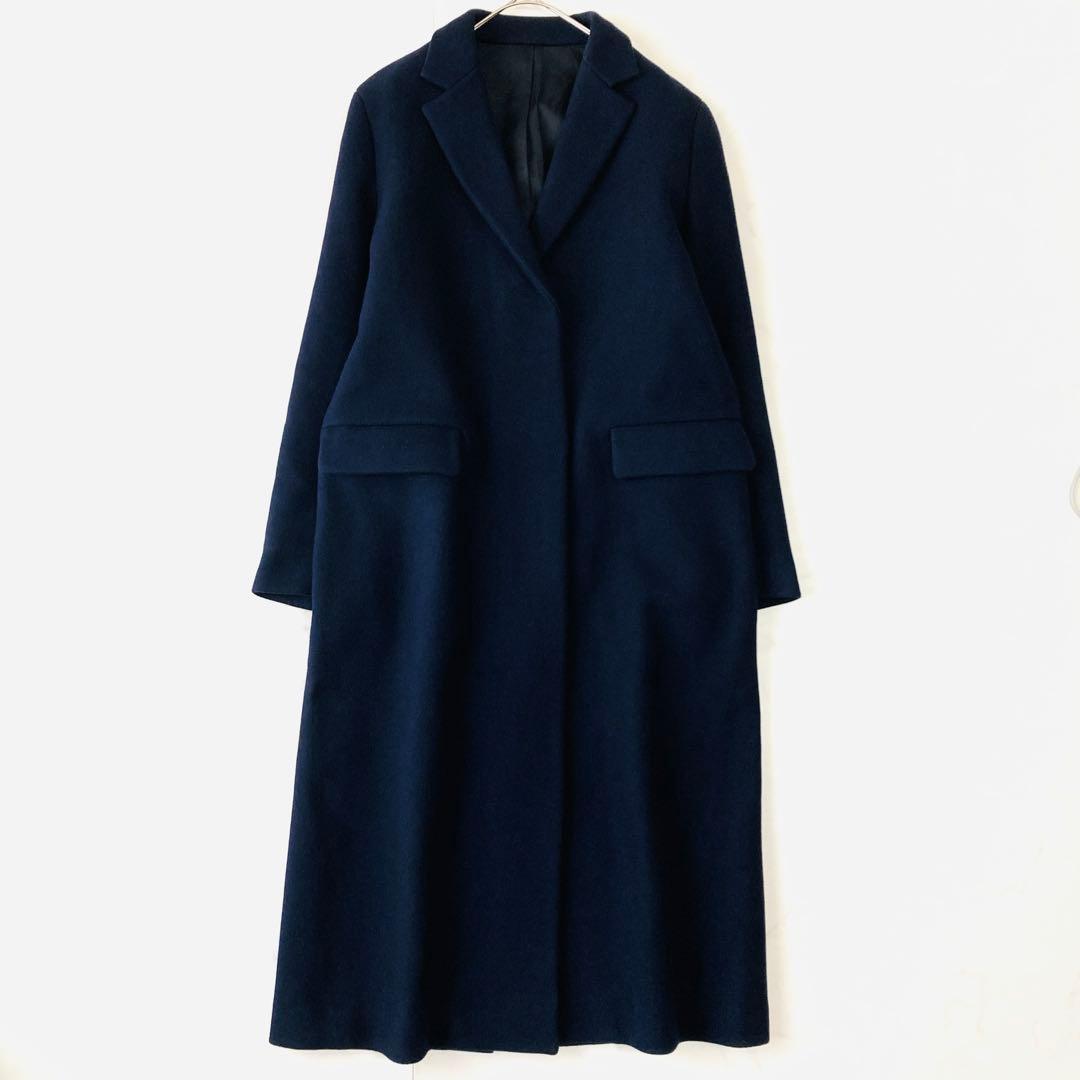 ドゥーズィエムクラス　イレーヴ　ウールチェスターコート　ロング丈　ネイビー