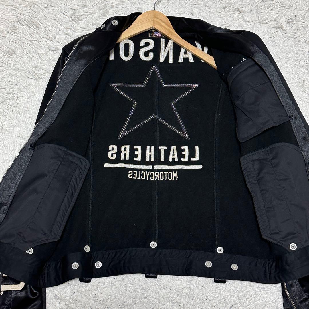 バンソン VANSON 刺繍 ナイロン ライダース ジャケット ブルゾン L