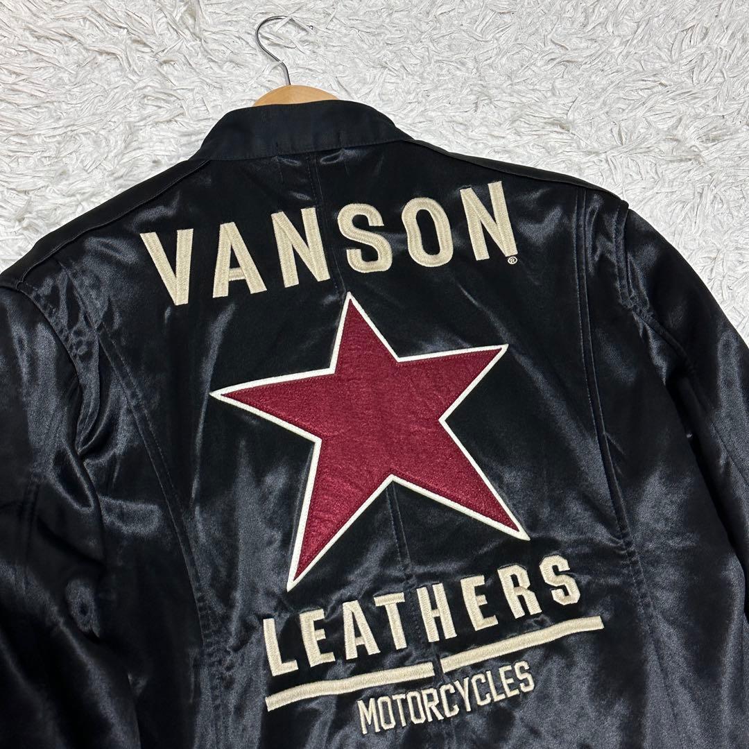 バンソン VANSON 刺繍 ナイロン ライダース ジャケット ブルゾン L