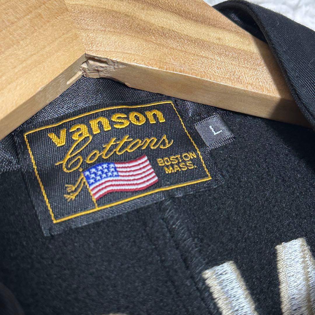 バンソン VANSON 刺繍 ナイロン ライダース ジャケット ブルゾン L
