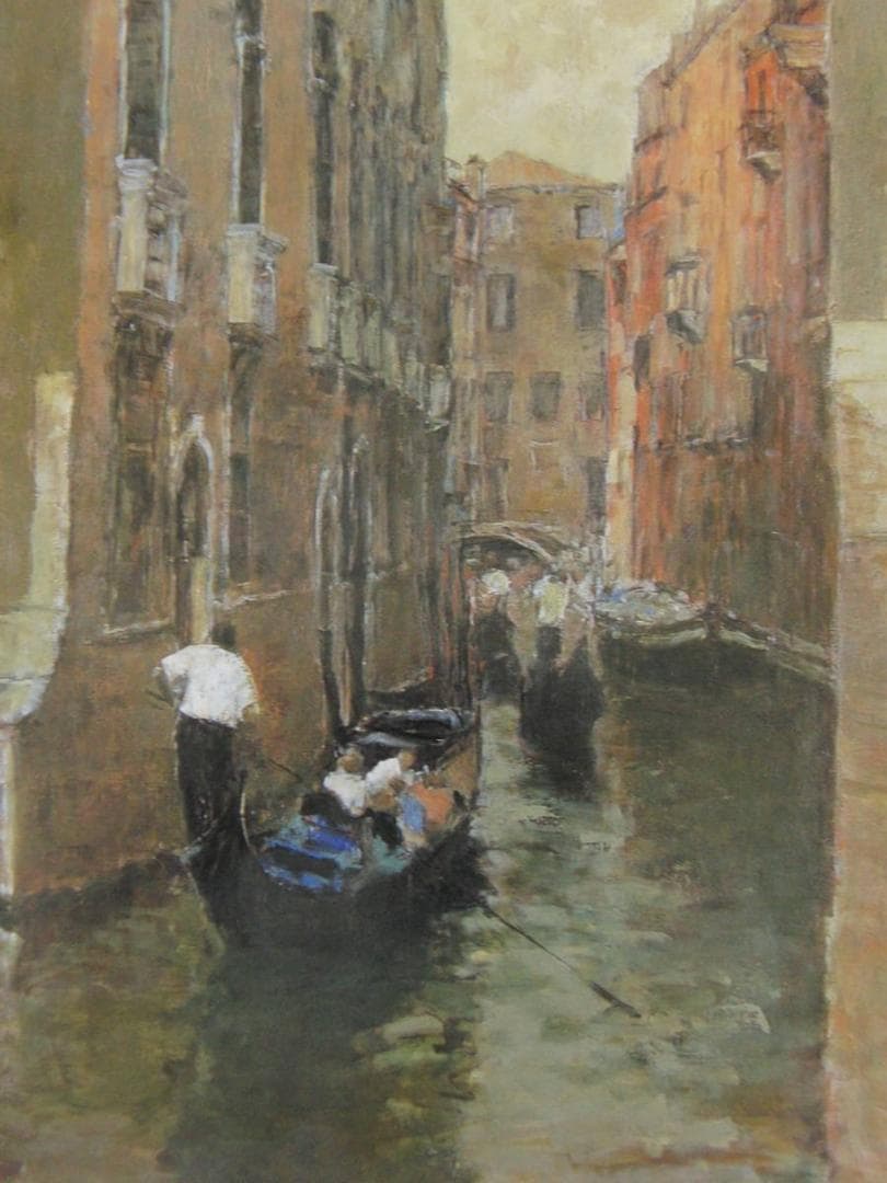 藤誠、【運河を行く】、希少な額装用画集より、新品額装付、状態良好