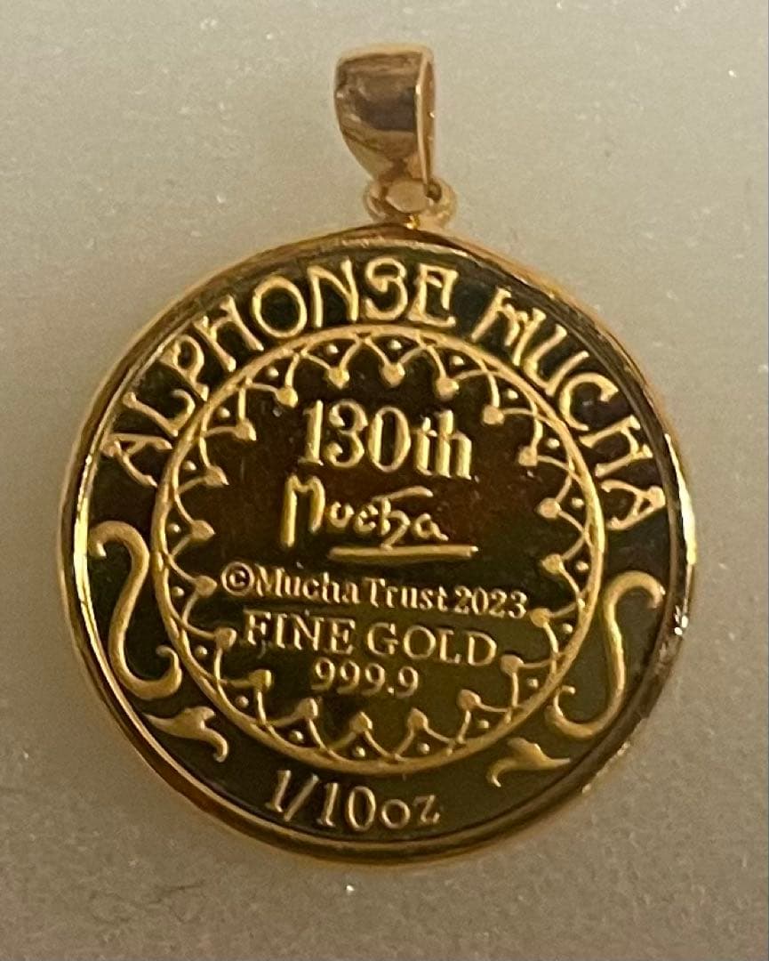 アルフォンス・ミュシャ 130周年 純金999.9 ペンダント
