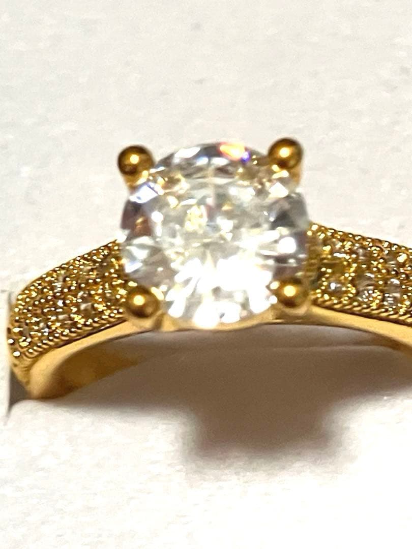 K18 刻印 ダイヤモンドリング 1粒ダイヤ パヴェ 10号 形見分け品