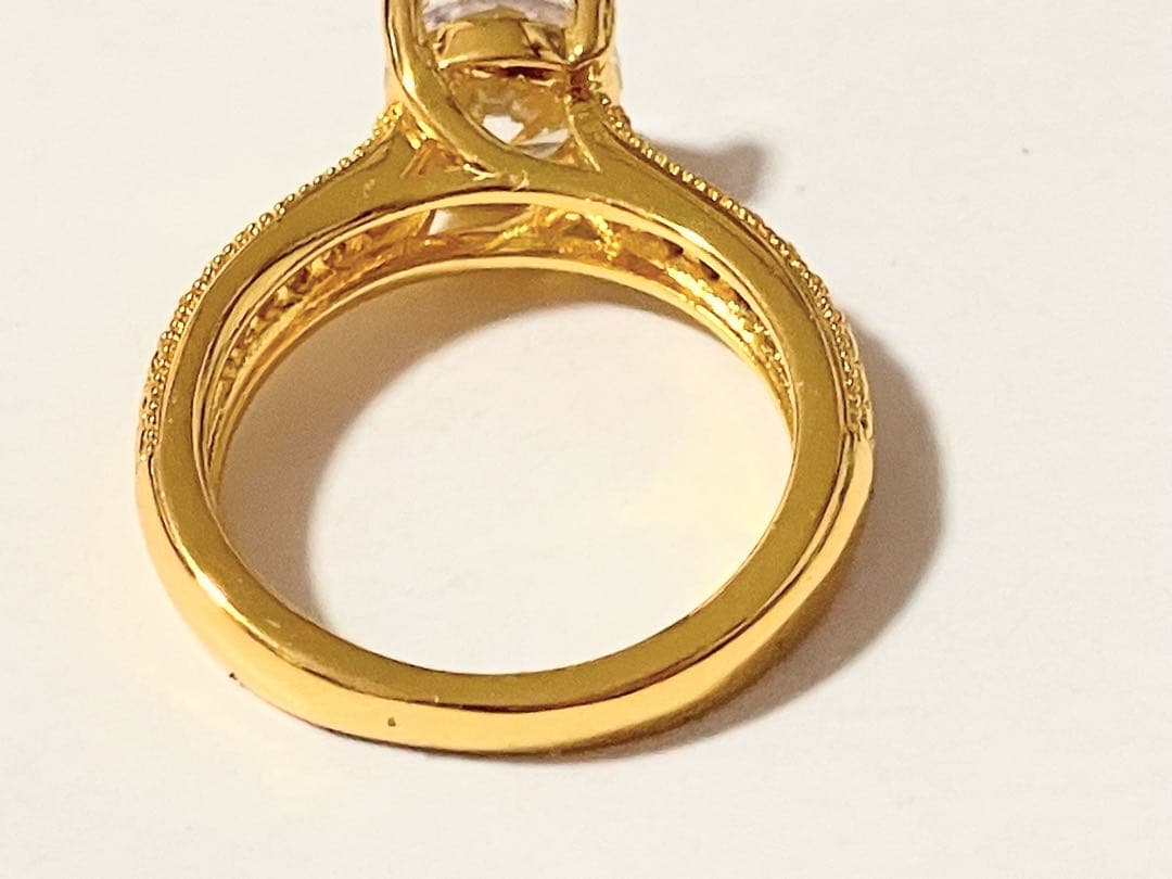 K18 刻印 ダイヤモンドリング 1粒ダイヤ パヴェ 10号 形見分け品