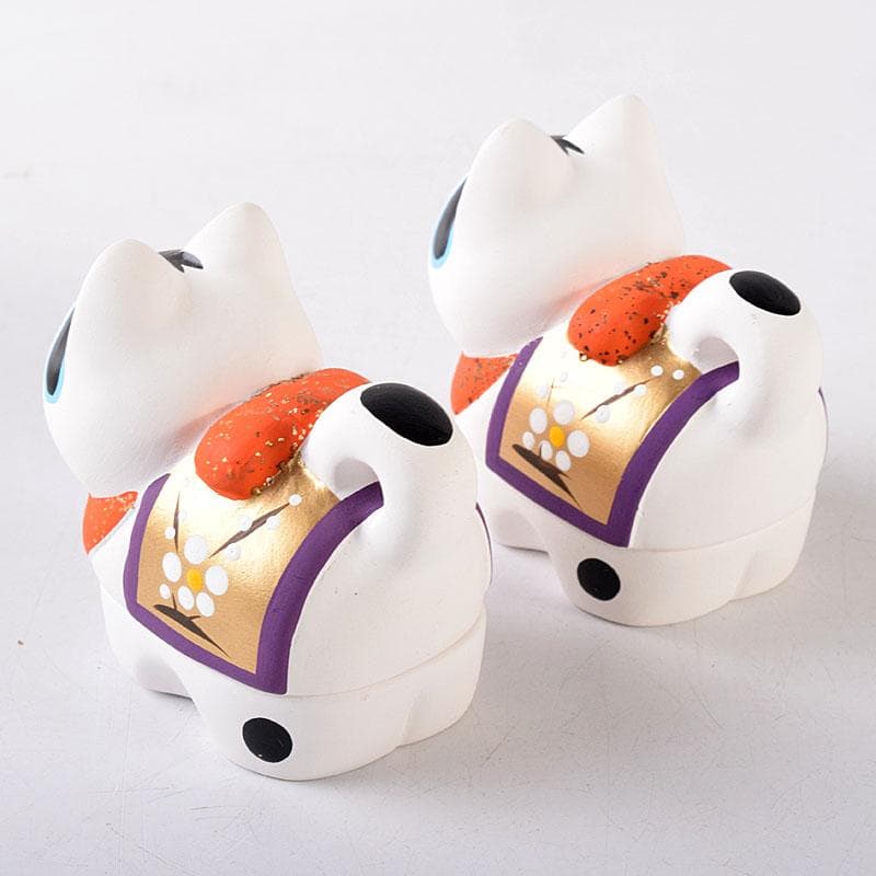 茶道具　京焼　白駒犬　干支香合　縁起物　在銘　2点まとめて　V　8167