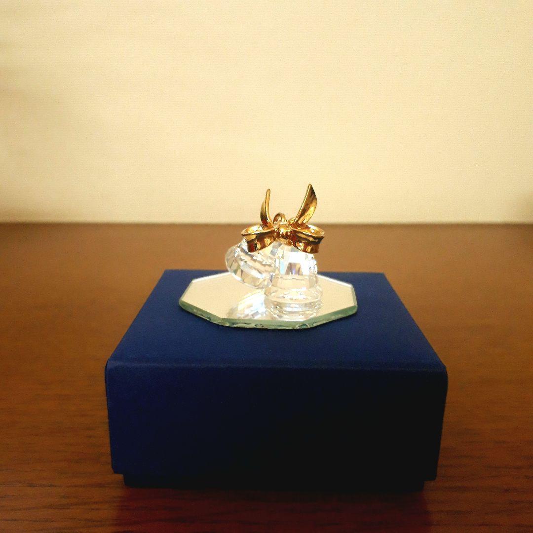 新品スワロフスキーSWAROVSKI18Kゴールドベルガラスリボン飾りオブジェ