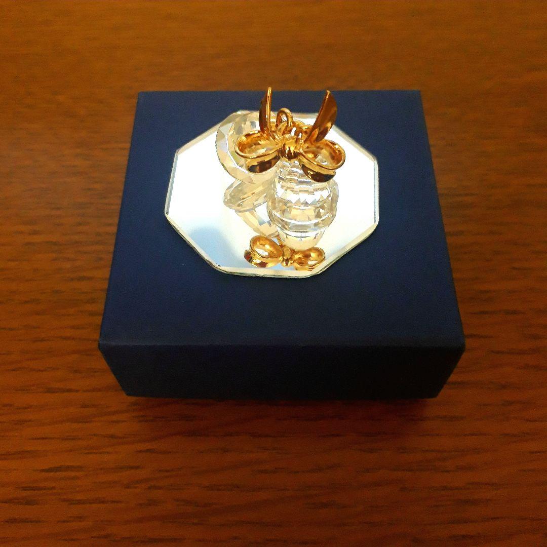 新品スワロフスキーSWAROVSKI18Kゴールドベルガラスリボン飾りオブジェ