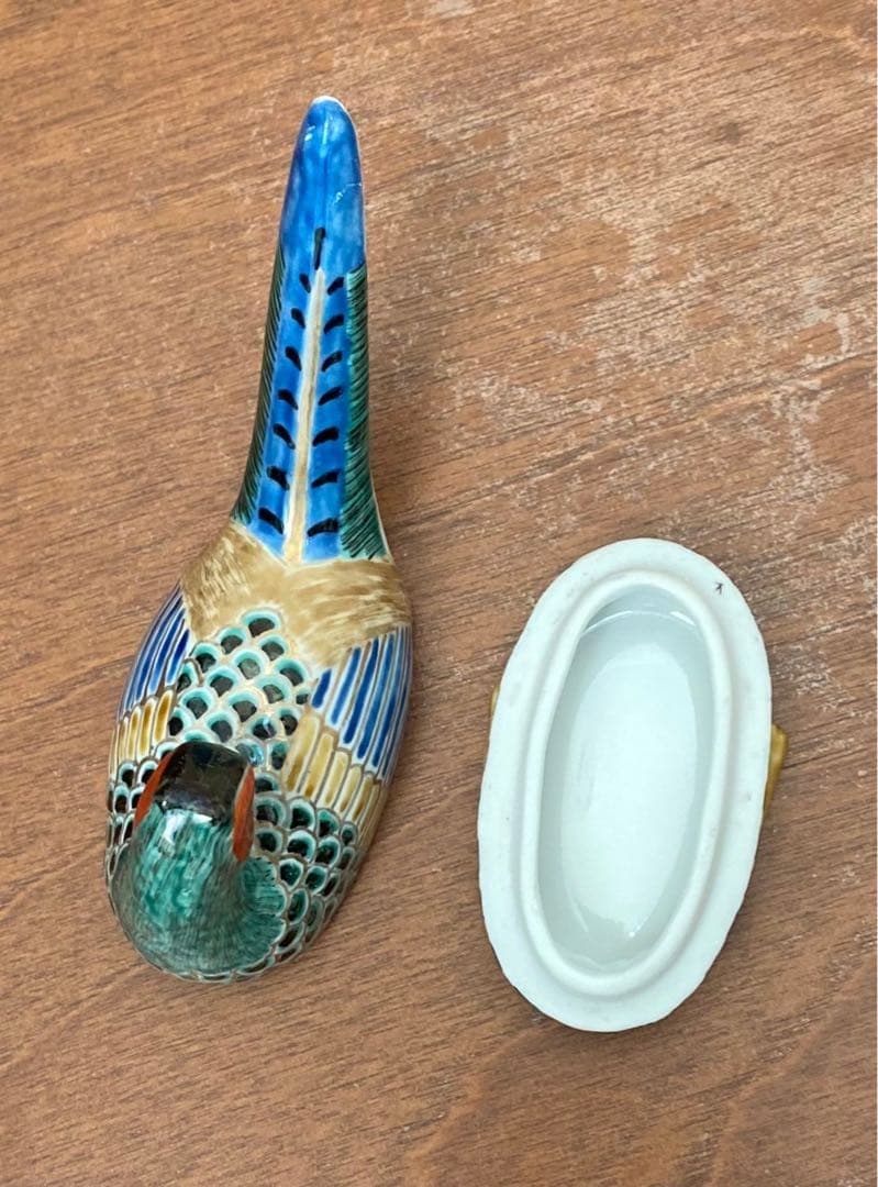 陶器製 九谷焼　雉の小物入れ❓