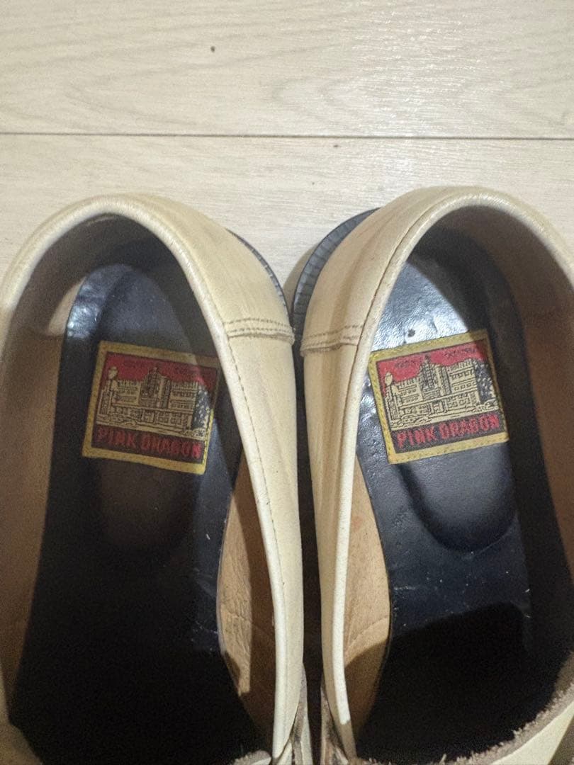 PINK DRAGON アイボリー ローファー　チェーン　ロカビリー　パンク