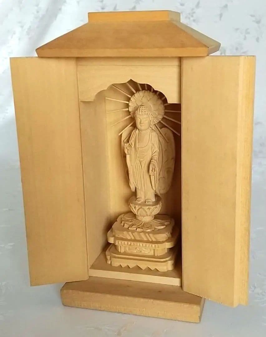 阿弥陀如来立像【極小】#402 厨子入り 木彫 仏像