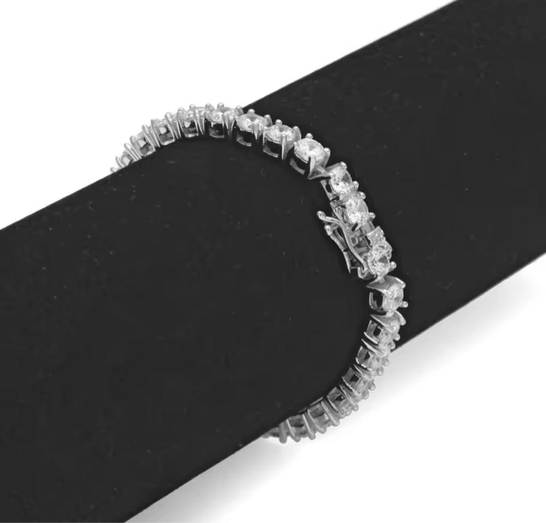 【格を纏う】10ctモアサナイト×S925 テニスチェーンブレスレット｜証明書付