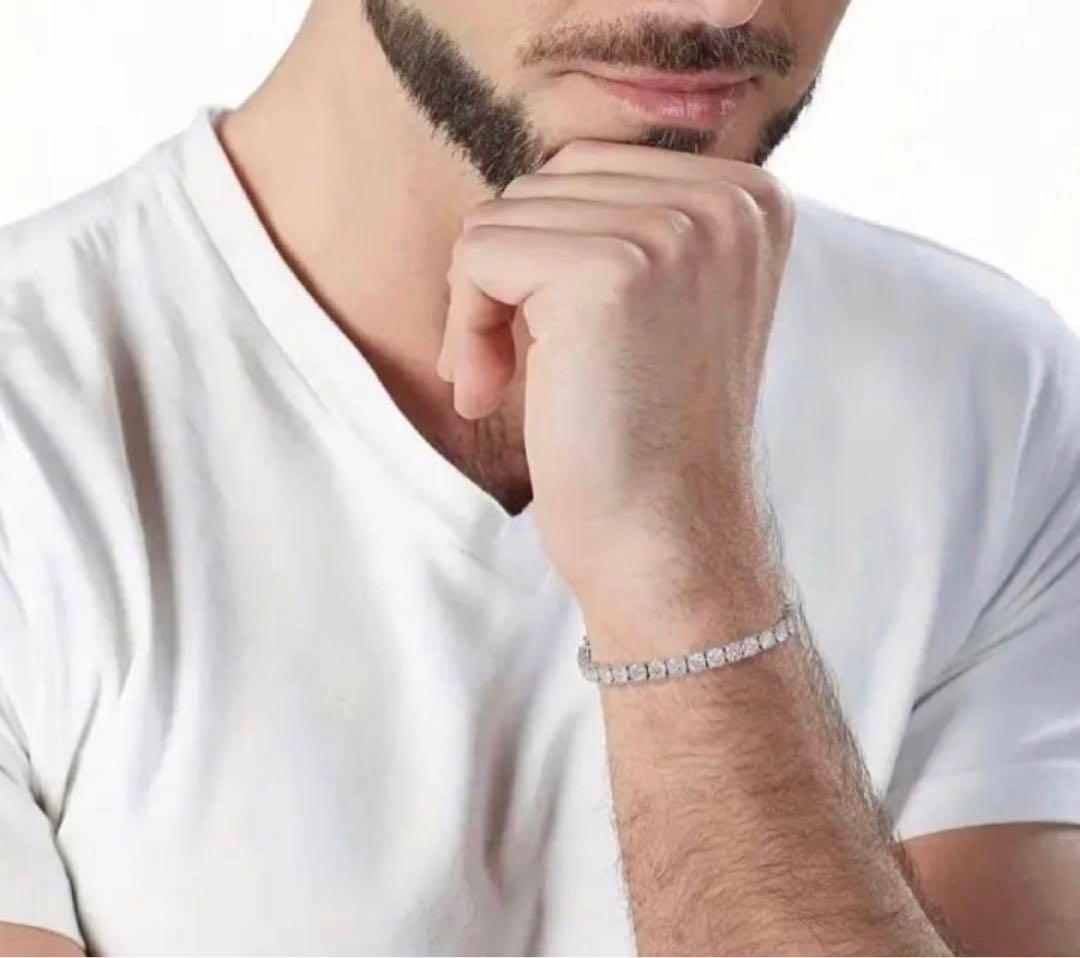 【格を纏う】10ctモアサナイト×S925 テニスチェーンブレスレット｜証明書付