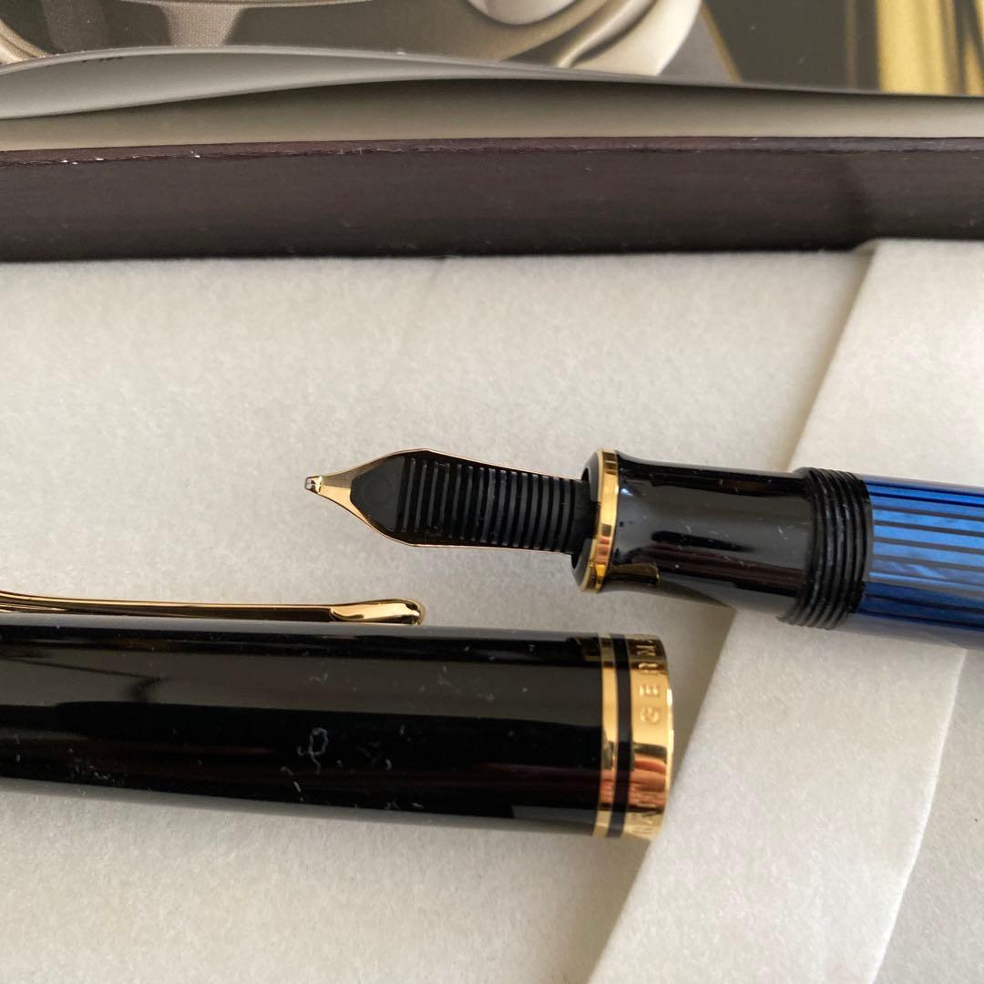 Pelikan 万年筆 Bペン先 保証書 M600 青縞 スーベレーン 名前入り