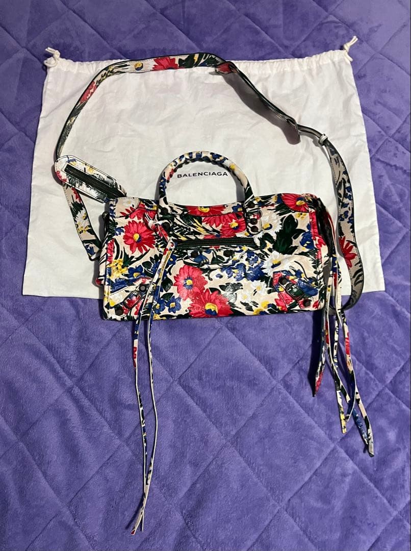 【美品】BALENCIAGA バレンシアガ フローラルプリント バッグ シティ