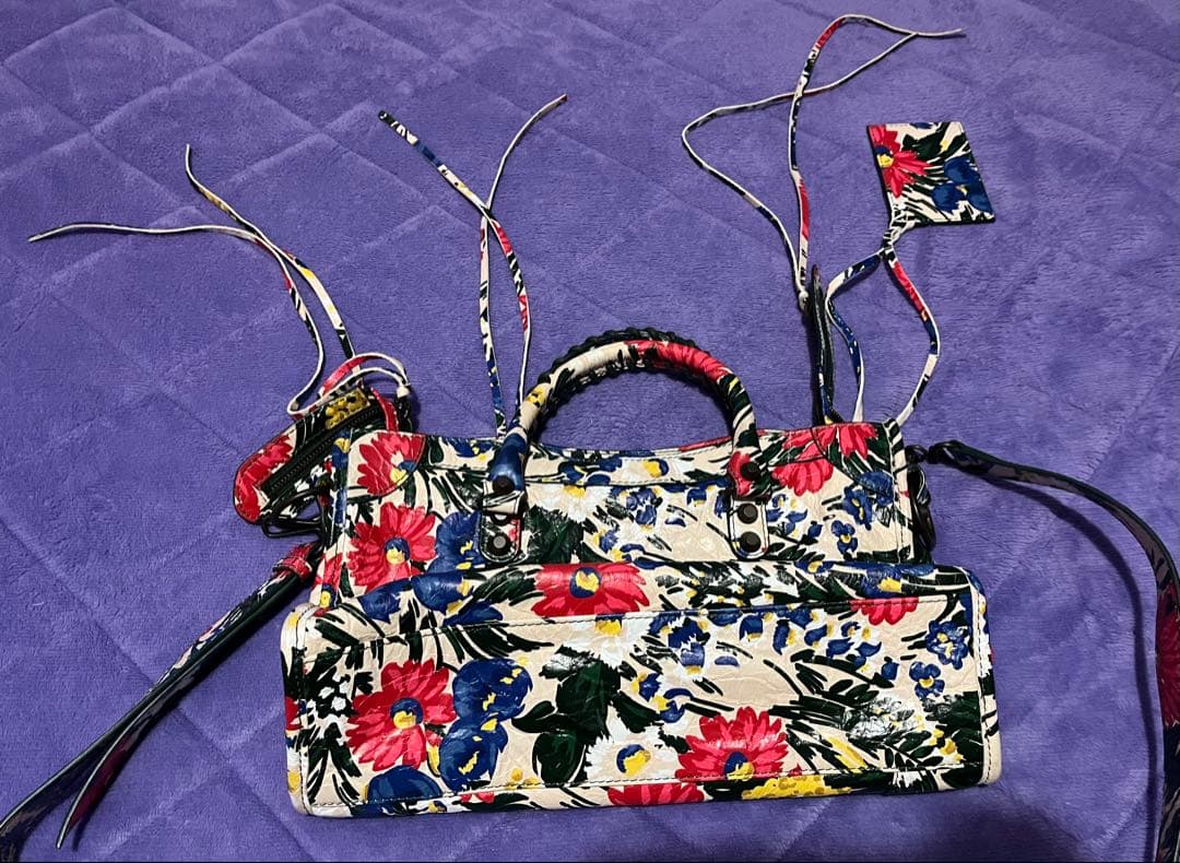 【美品】BALENCIAGA バレンシアガ フローラルプリント バッグ シティ