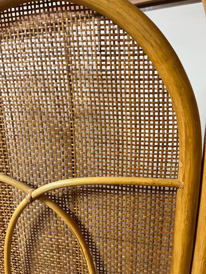 ラタン 4連 パーテーション 衝立 間仕切り ヴィンテージ 昭和レトロ