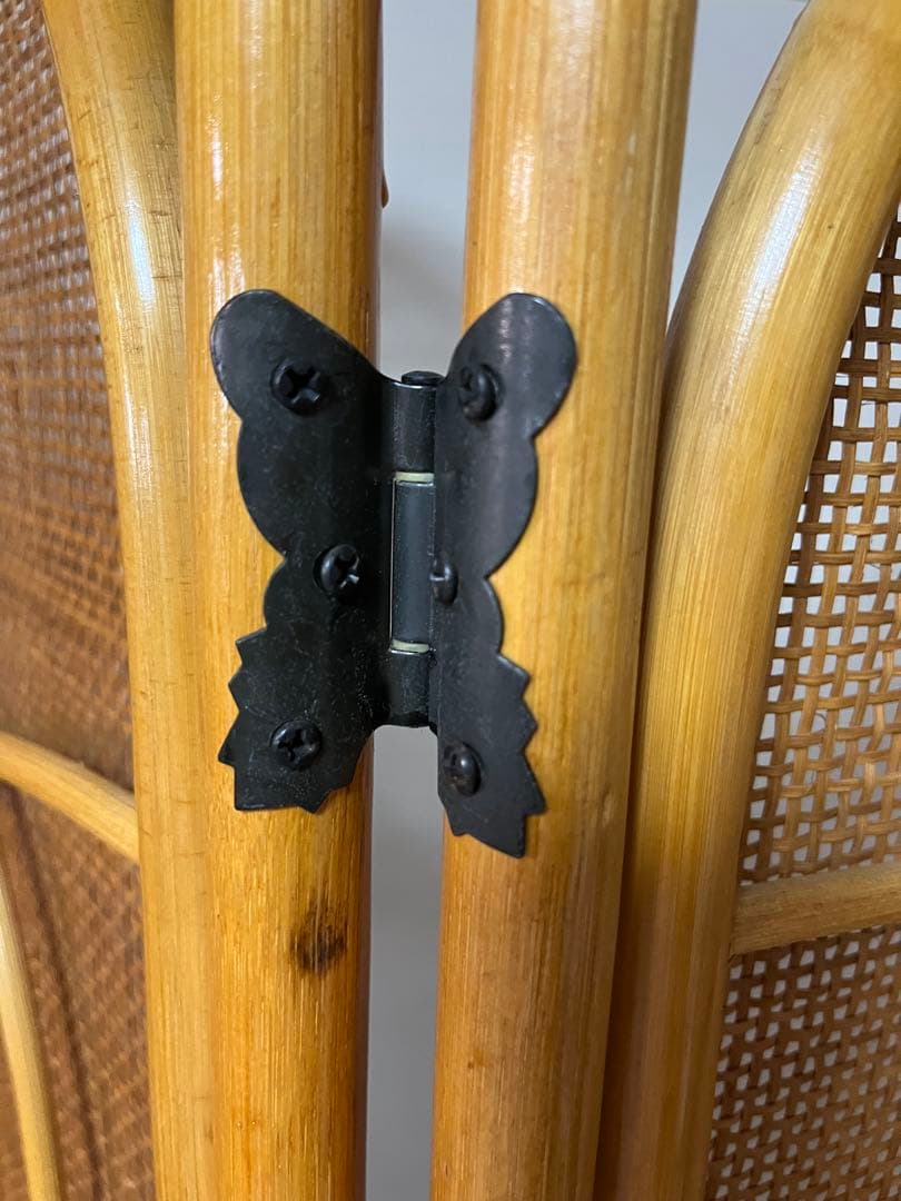 ラタン 4連 パーテーション 衝立 間仕切り ヴィンテージ 昭和レトロ