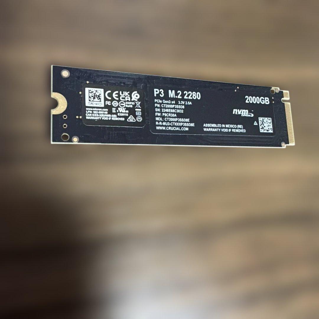 内蔵型SSD crucial P3 2TB M.2 SSD