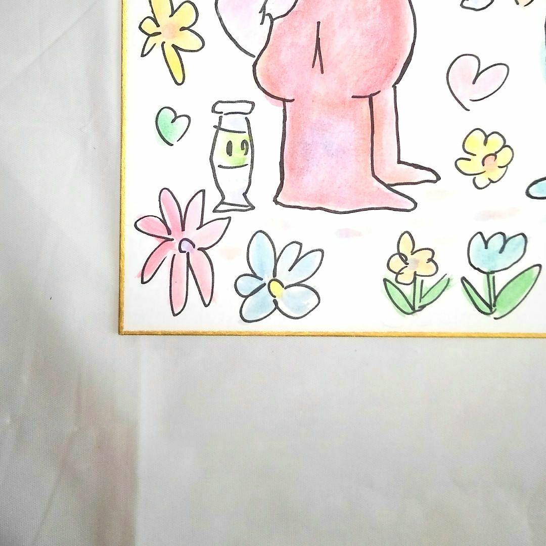 水森亜土　色紙　アクリル系　肉筆保証　サインあり