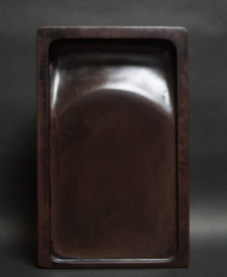 書道具 大型端渓硯 唐木硯台蓋付 重さ3.6KG★時代物★