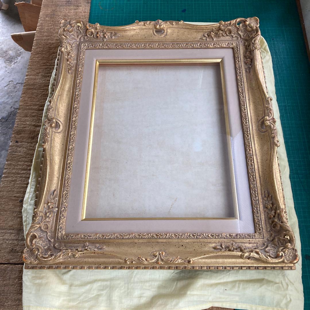 I*I様 F6号 油彩額縁 金装飾 ゴールドフレーム 布カバー付き ガラス