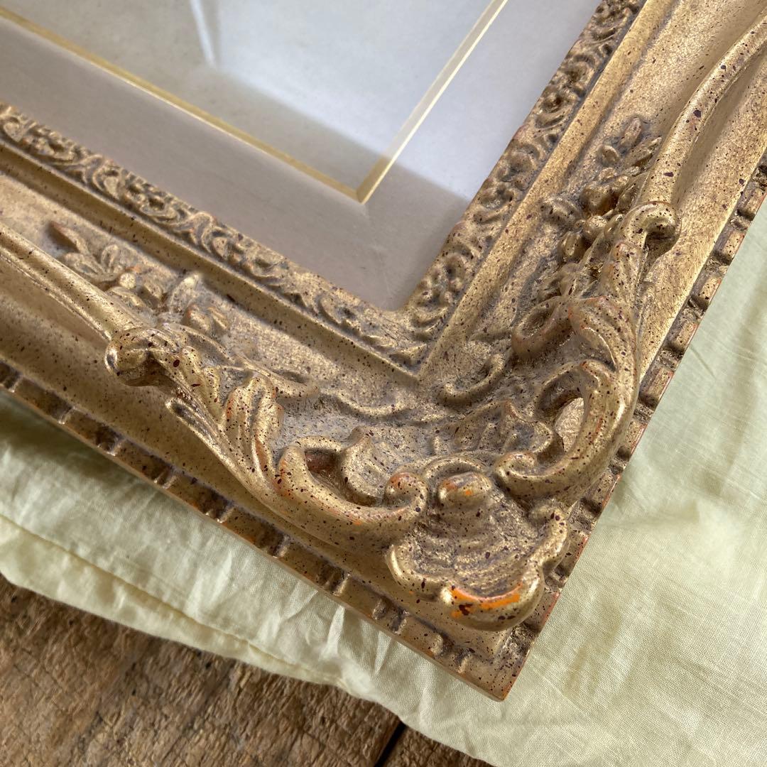 I*I様 F6号 油彩額縁 金装飾 ゴールドフレーム 布カバー付き ガラス