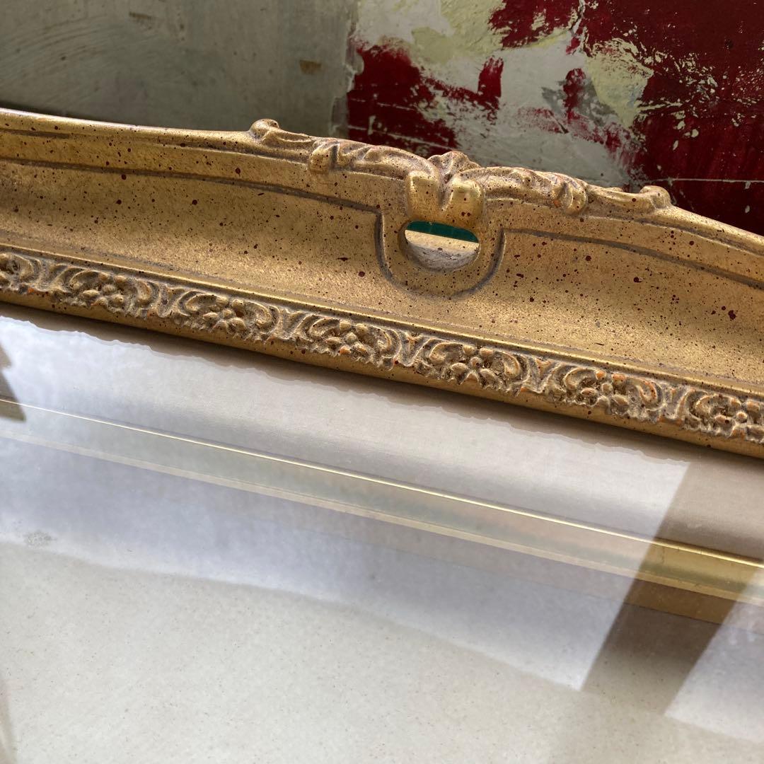 I*I様 F6号 油彩額縁 金装飾 ゴールドフレーム 布カバー付き ガラス