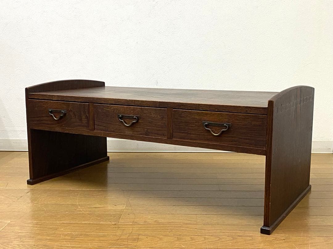 アンティーク レトロ 文机 机 飾り棚 インテリア 古民具 欅 けやき 無垢