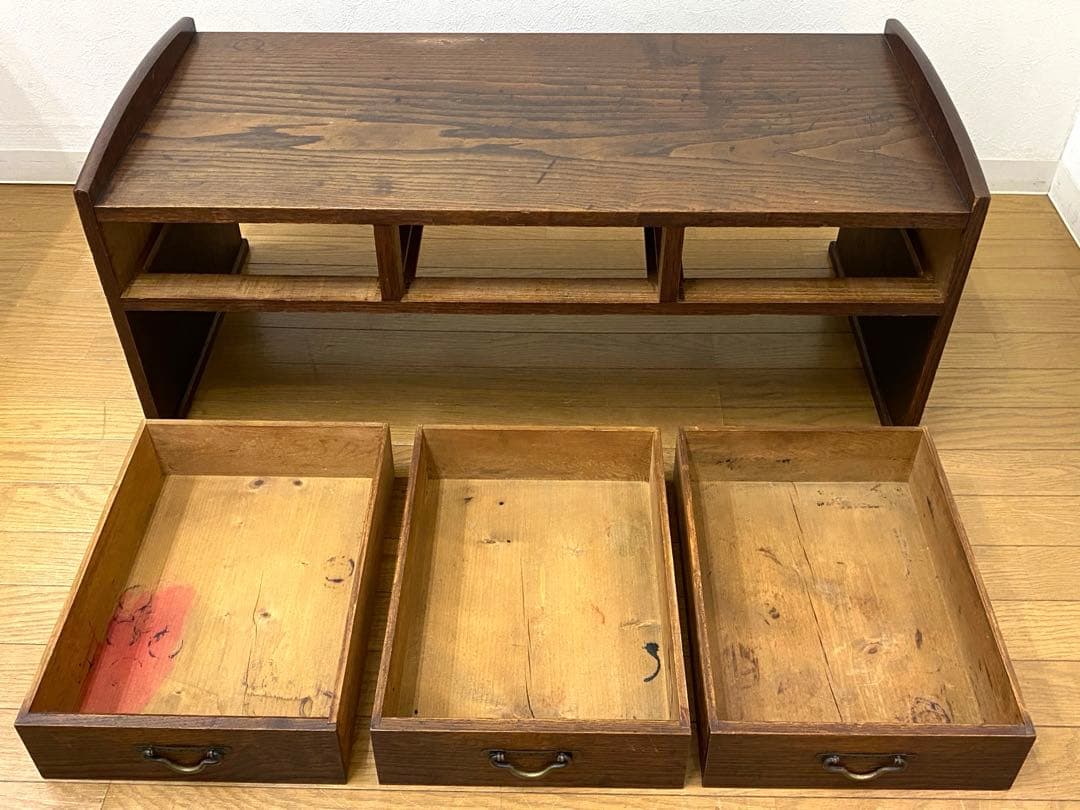 アンティーク レトロ 文机 机 飾り棚 インテリア 古民具 欅 けやき 無垢