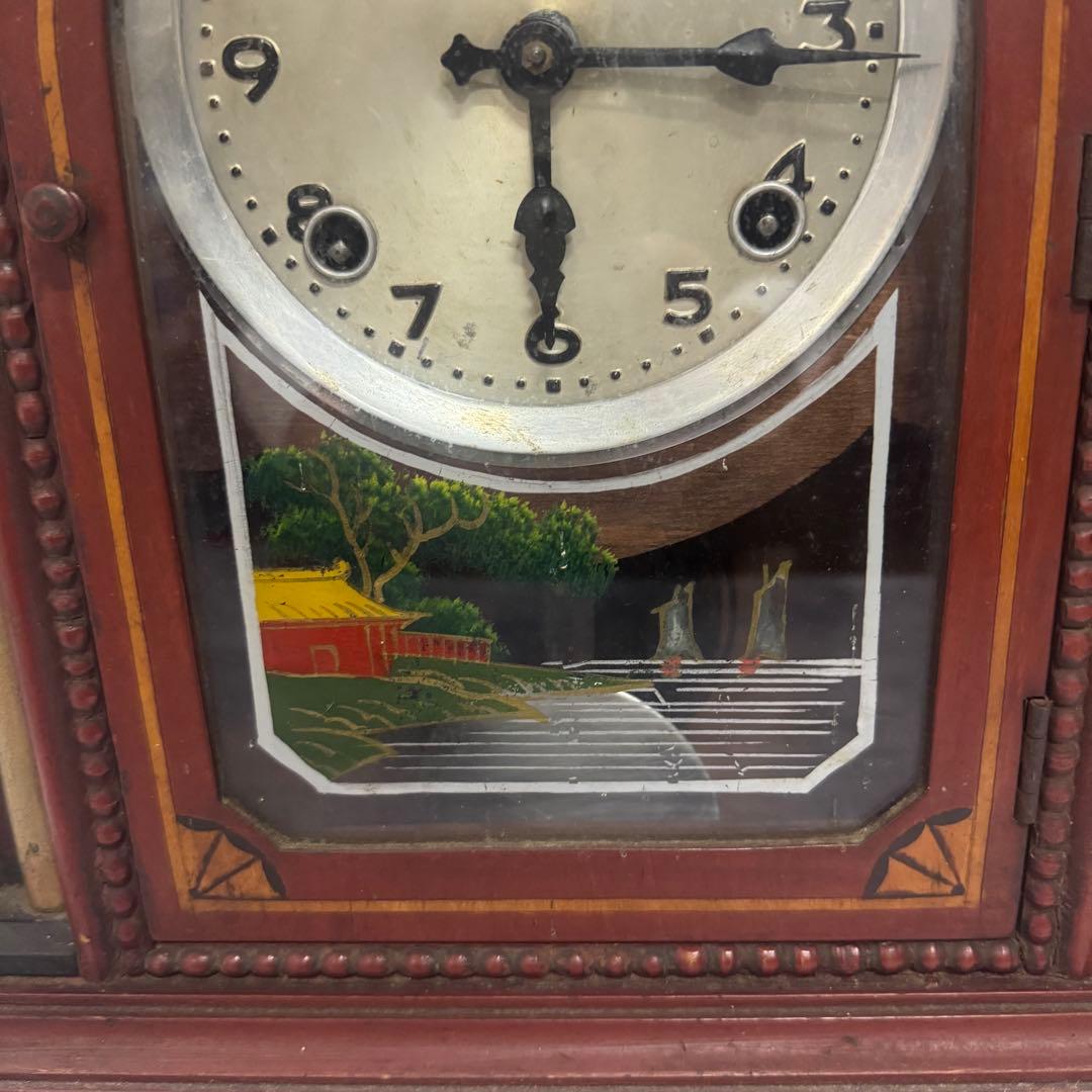 イングランドコラムウッドマントル クロック アンティーク 振り子時計