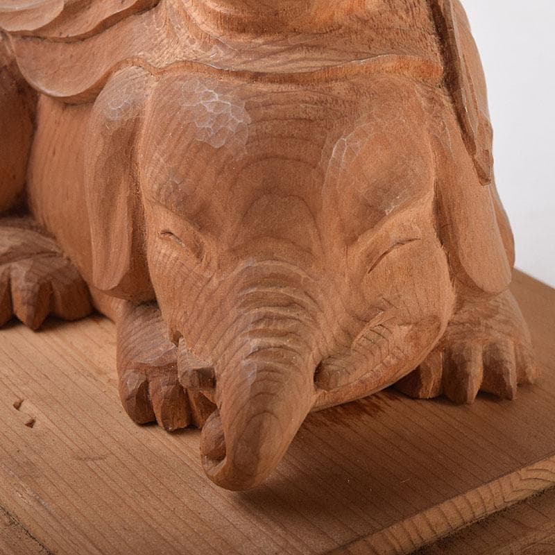 mi　仏教美術　木彫　普賢菩薩像　仏像　置物　共箱　V　7995