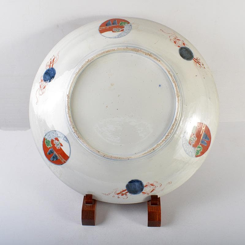 伊万里焼　古伊万里　染錦　人物山水文　大皿　飾皿　直径約46㎝　C　5650C