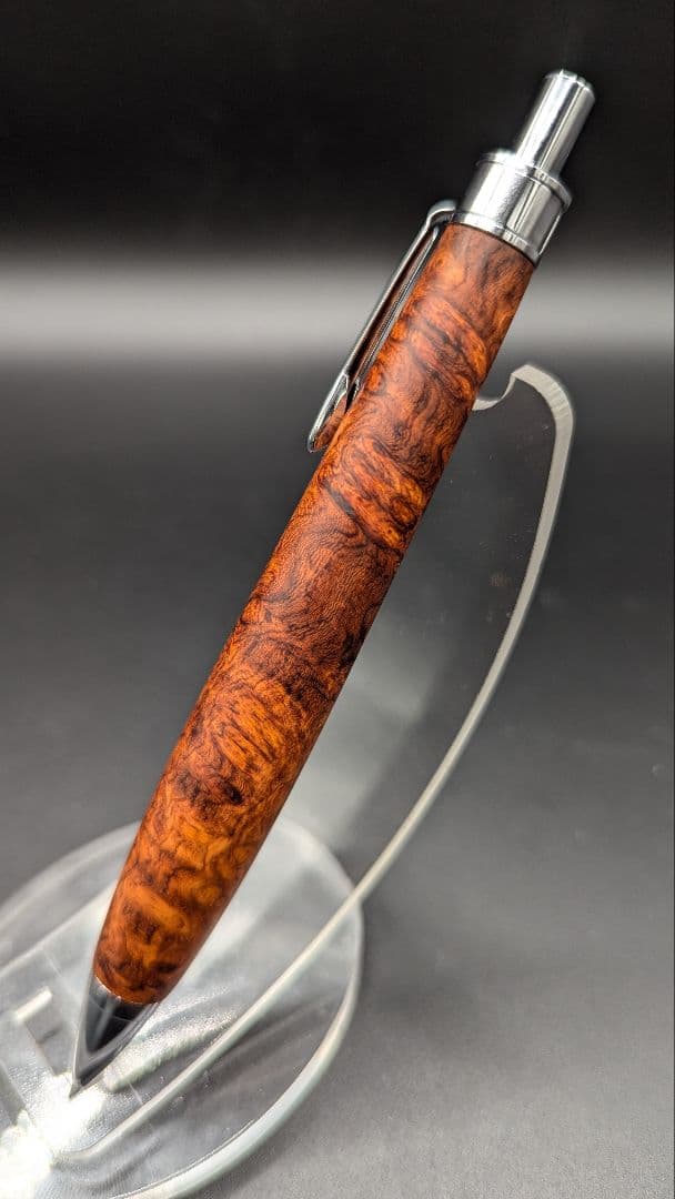 241ペン工房翌檜　特上　本花梨　瘤杢　木軸シャーペン　ボールペン　サポニンあり