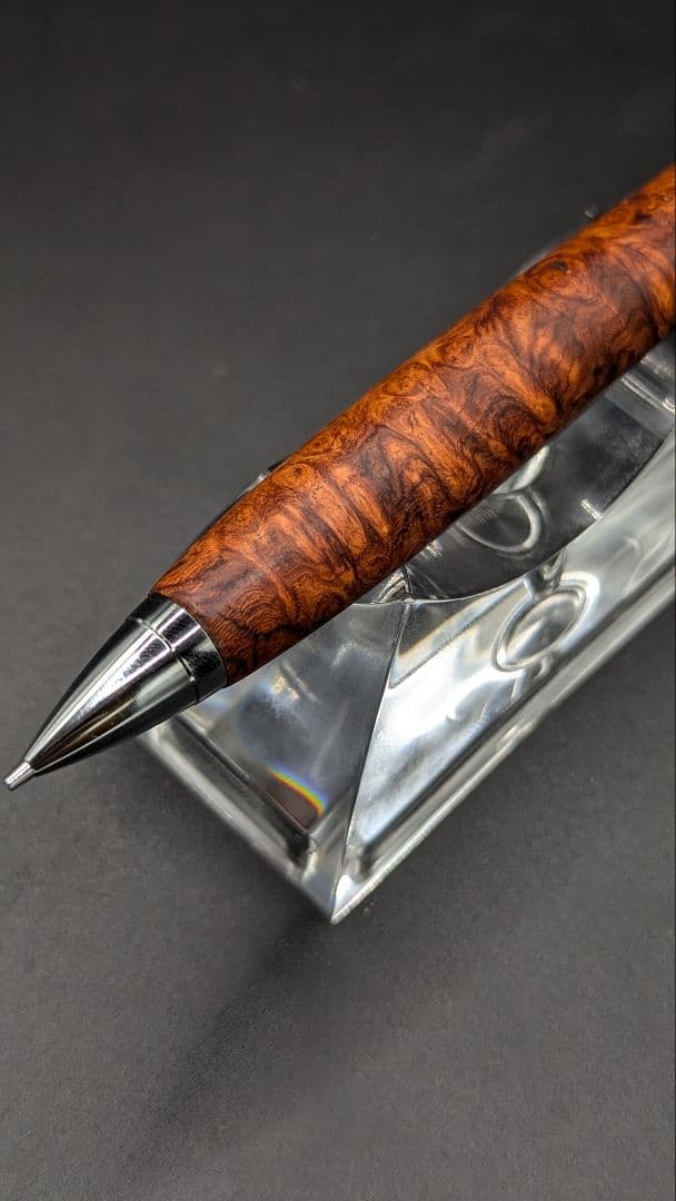 241ペン工房翌檜　特上　本花梨　瘤杢　木軸シャーペン　ボールペン　サポニンあり