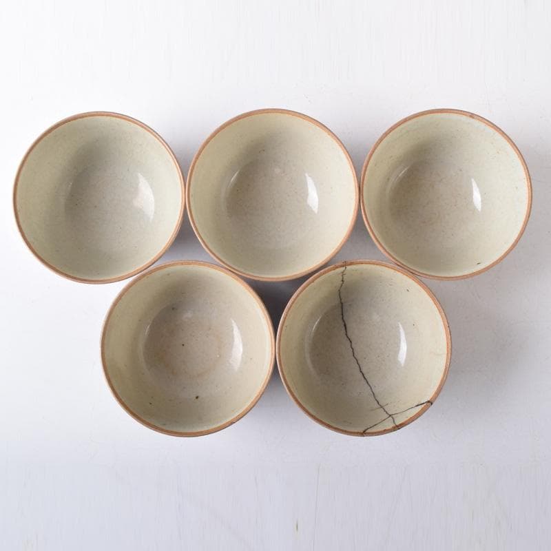 九谷焼　古九谷　九谷庄三造　赤絵金彩　山水楼閣人物文　煎茶碗　五客　C　8269