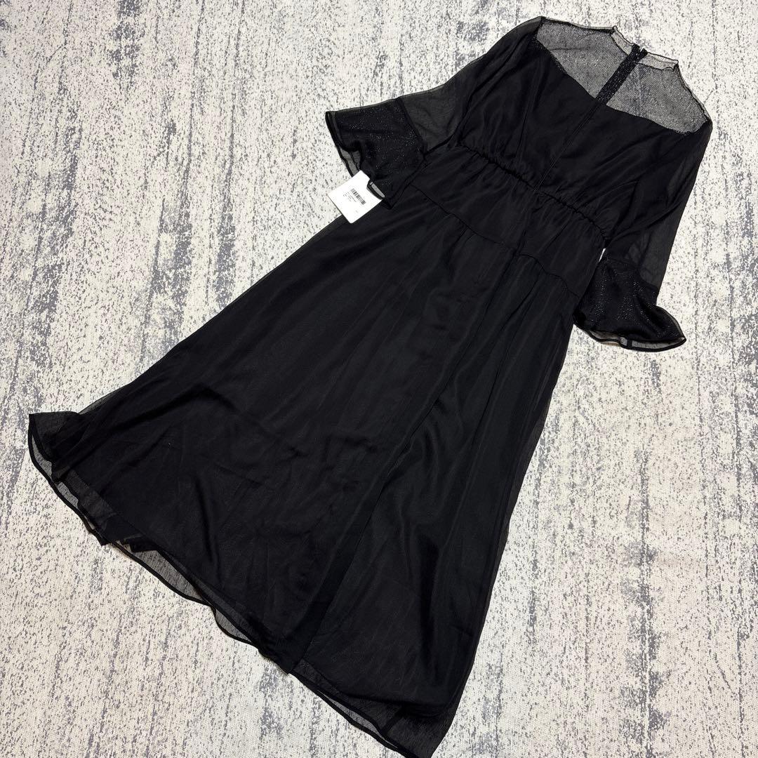 【niana】新品タグ付 シフォンドレス ラメチュール 黒L 結婚式 ブライダル