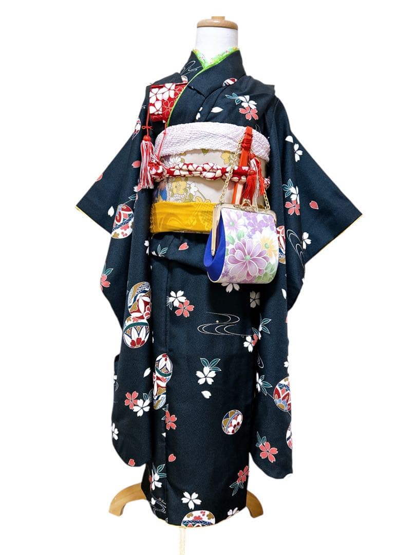 上品な黒系!お買い得品♡七五三　7歳　女の子　フルセット　一式　ふくら雀　鞠