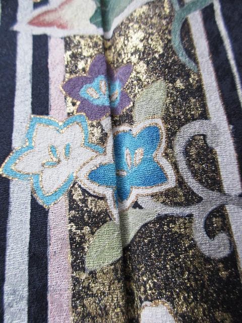 新品同様！アールデコ柄＊手描き＊濃いネイビー＊高級＊訪問着＊１５８ｃｍ＊裄６６