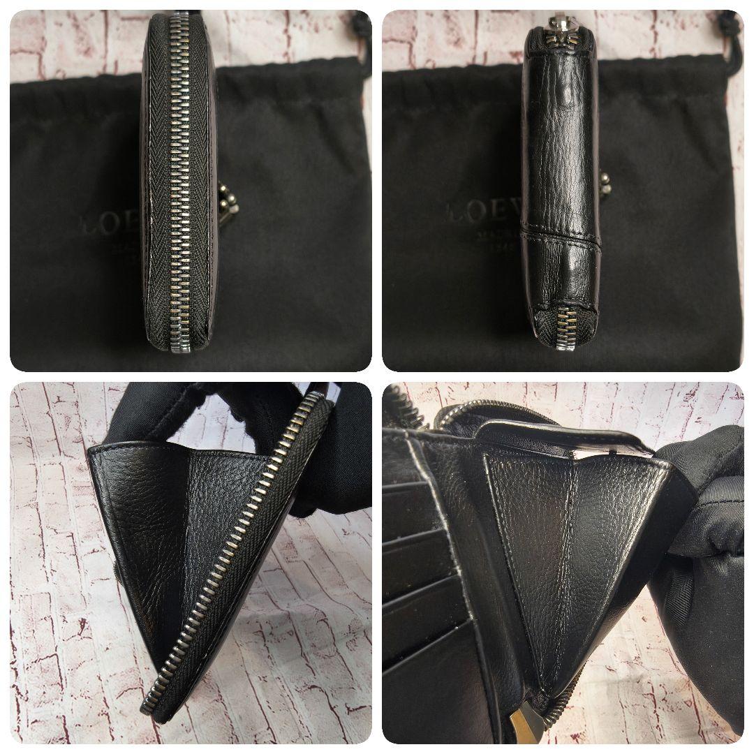 【美品】ロエベ 二つ折財布 パズル コンパクトジップウォレット アナグラム／黒A