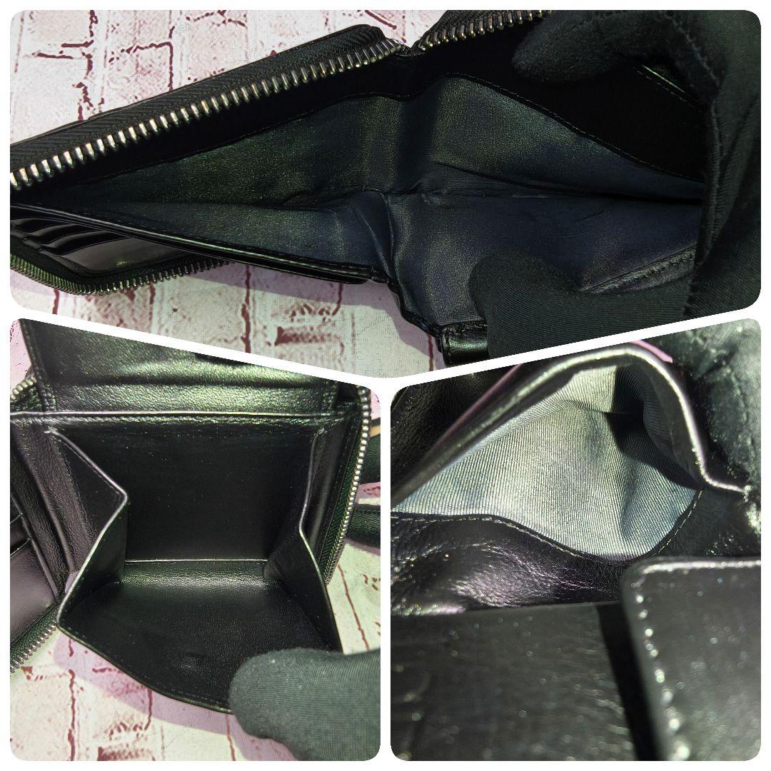 【美品】ロエベ 二つ折財布 パズル コンパクトジップウォレット アナグラム／黒A