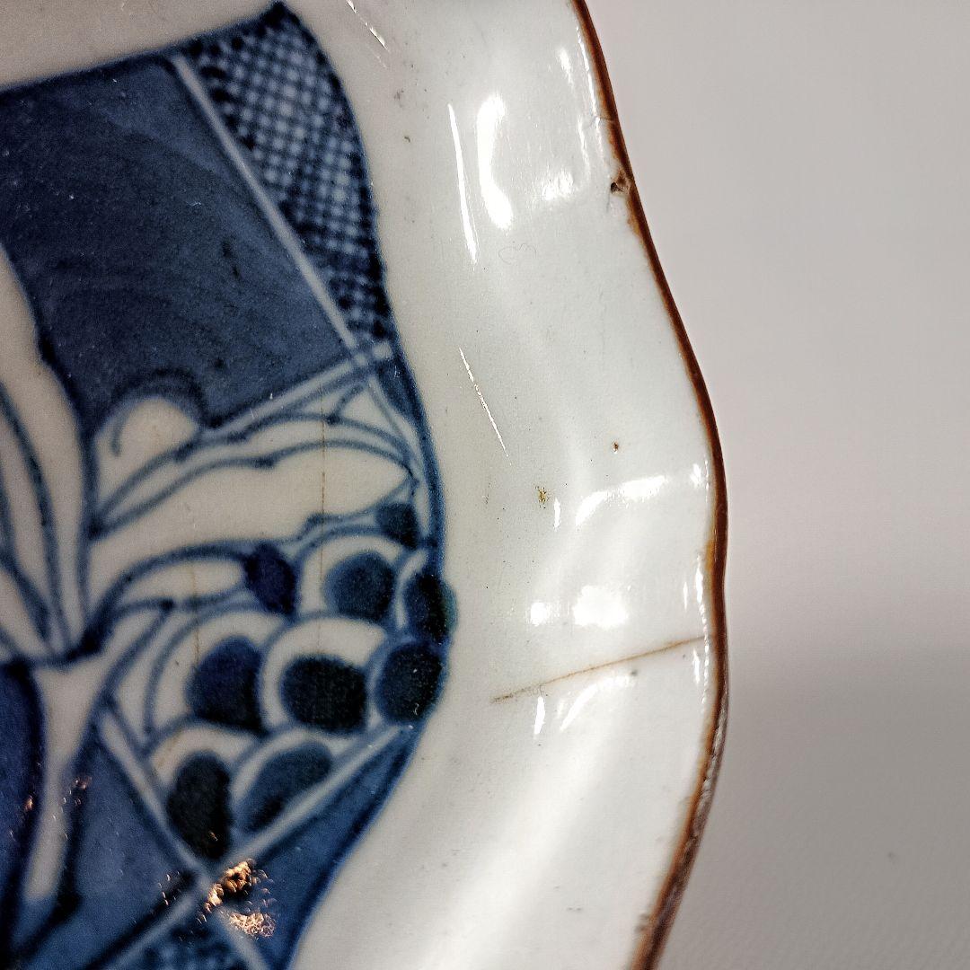 藍古九谷　染付更紗梅文皿　【初期伊万里　古九谷　藍柿右衛門　鑑賞伊万里】