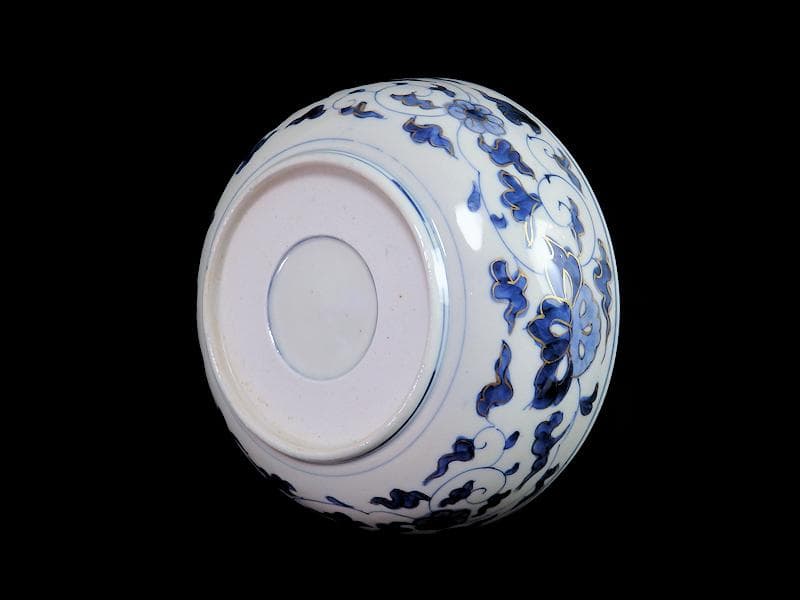 古伊万里　色絵 　窓絵　双葉葵に源氏香　竹垣に松の図　深鉢　D286AS-CEp