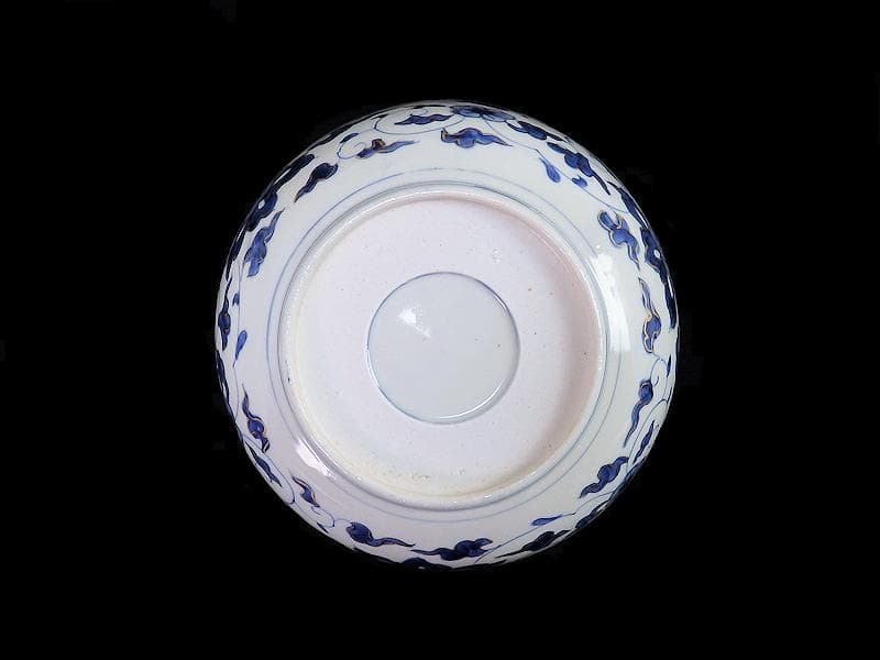 古伊万里　色絵 　窓絵　双葉葵に源氏香　竹垣に松の図　深鉢　D286AS-CEp