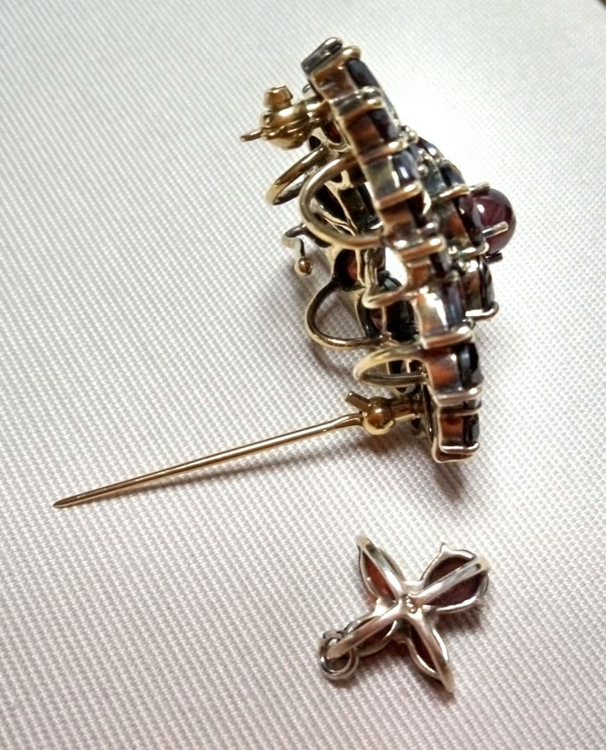 碌山 ラフィネ ガーネット ハート ブローチ ・ ペンダントトップ 2way