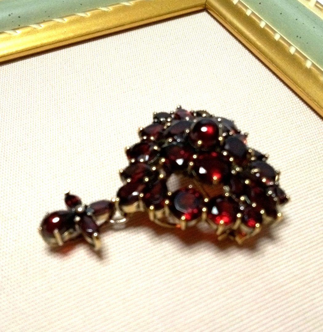 碌山 ラフィネ ガーネット ハート ブローチ ・ ペンダントトップ 2way