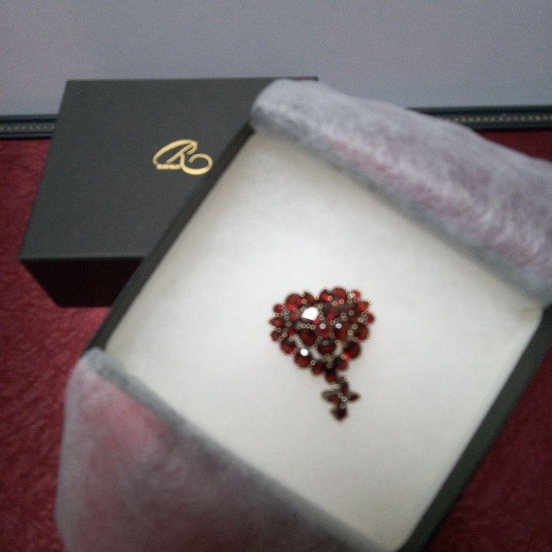 碌山 ラフィネ ガーネット ハート ブローチ ・ ペンダントトップ 2way