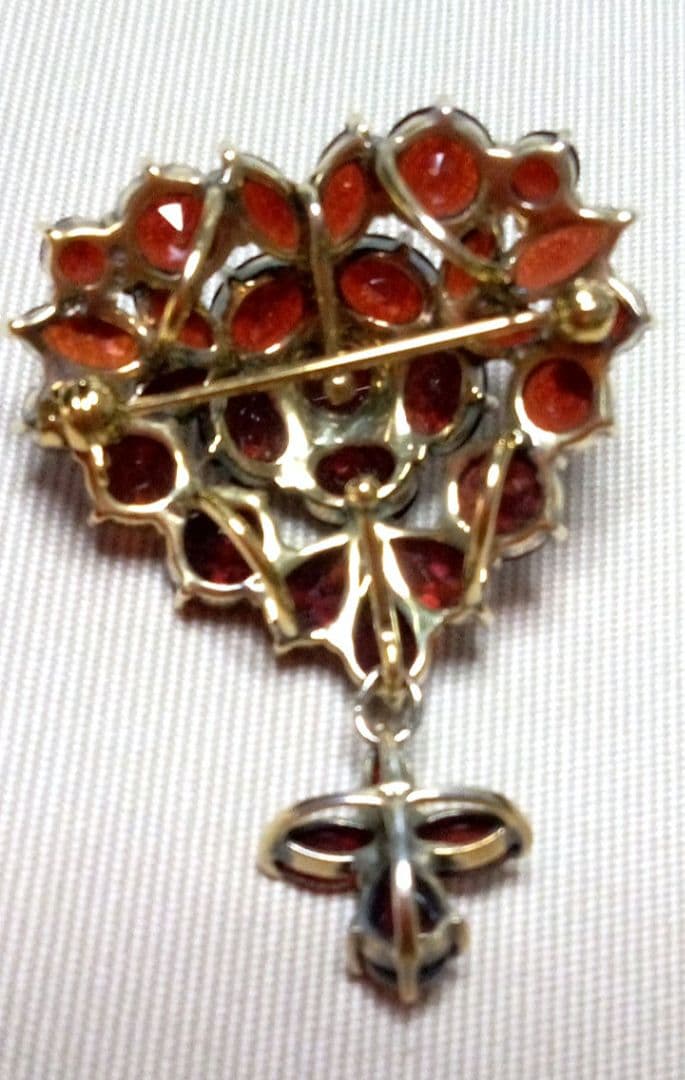 碌山 ラフィネ ガーネット ハート ブローチ ・ ペンダントトップ 2way