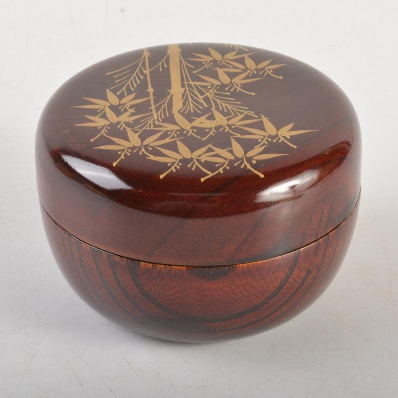 茶道具　瑛斎作　竹蒔絵　螺鈿装飾　平棗　共箱　V　6259